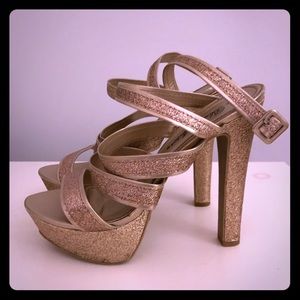5 1/4 inch Glitter Strappy Pumps